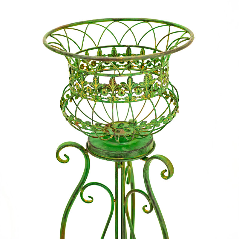 Ensemble de 2 supports à plantes en fer sur pied "London 1820", blanc, Vert antique