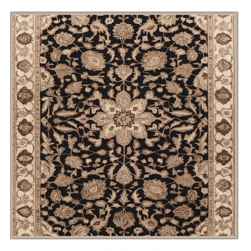 Machine Washable Persian Beige Area Rug, Square 6' x 6'