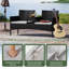 Outdoor Wicker Patio Chair Garden Straight Loveseat with Rain Cover-1824184169