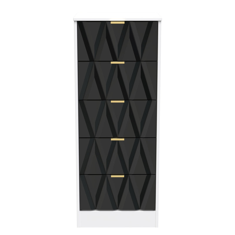 Las Vegas Bedside Table, Deep Black/White Matt