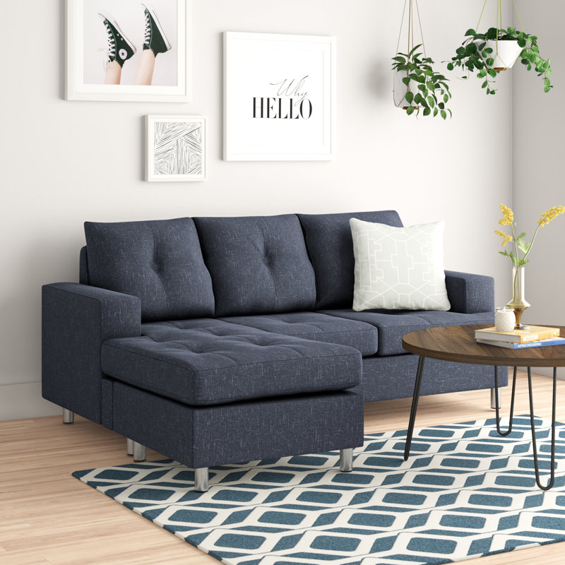 Brethren Upholstered L-Shaped Sectional Reversible, Blue