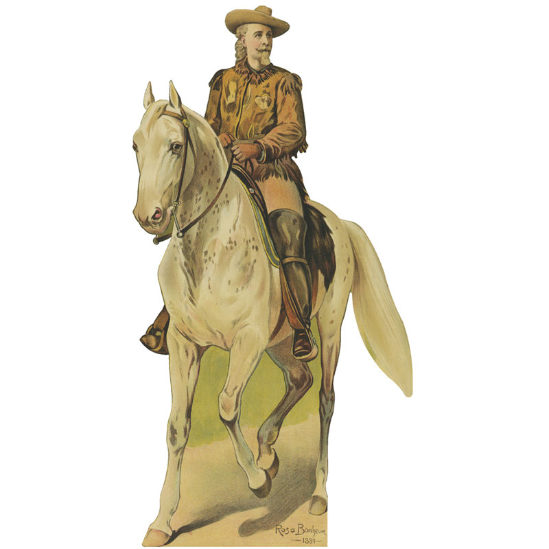 Buffalo Bill sur cheval en carton debout