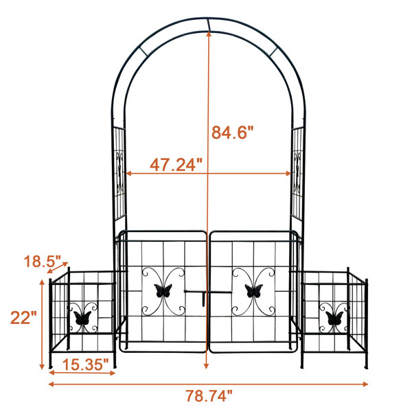 Red Barrel Studio Heavy Duty Metal Garden Arch With Gate For Rose Vines ...