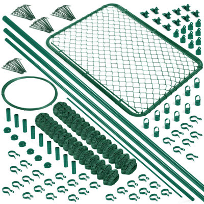 6ft. x 104ft. Fencing DIY Set, 9 Gauge Green Vinyl Coated Chain Link Fence Kit w/Fence Fabric, Gate, Posts, Top Rails & Hardware