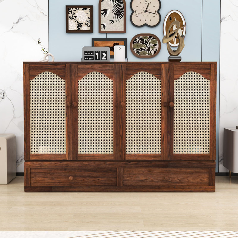 Queen 1 Drawer Wood Murphy Bed with Charging Station, Noyer