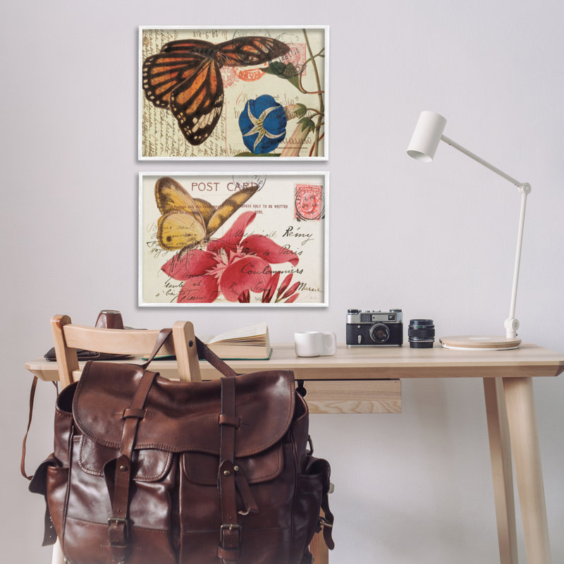  "Butterfly Accented Postcards" 2 PC, estampe numérique par Deborah Revell, H 16 po x l 24 po