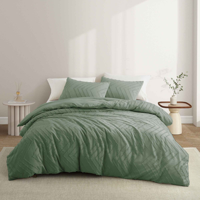 Alsea Duvet Cover, Queen Duvet Cover + 2 Standard Pillowcases, Green Wave