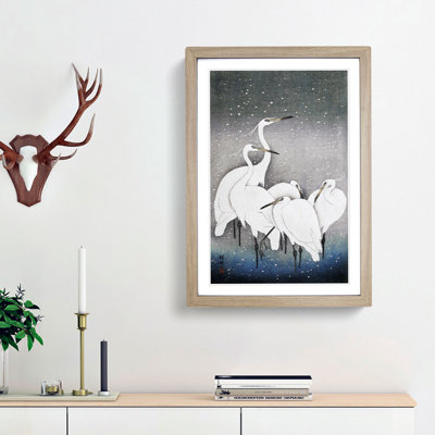 Group of Egrets by Ohara Koson - Framed Print