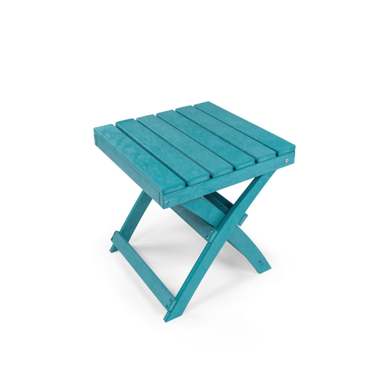 Seaview Fully Assembled All-Weather Recycled HDPE Outdoor Folding Side Table, Hawaiian Blue