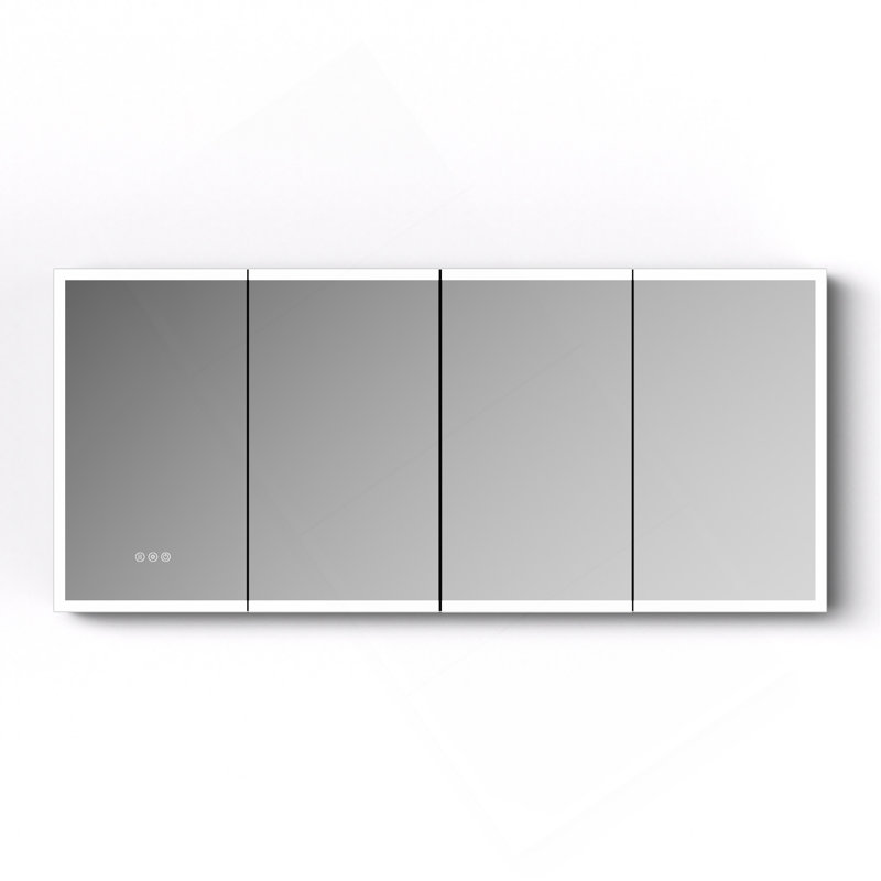 Armoire à pharmacie à DEL avec miroir, armoire de salle de bain avec miroir 72 * 32 pouces avec lumières, encastrée ou murale, 3 couleurs Temperaturesanti-Fog