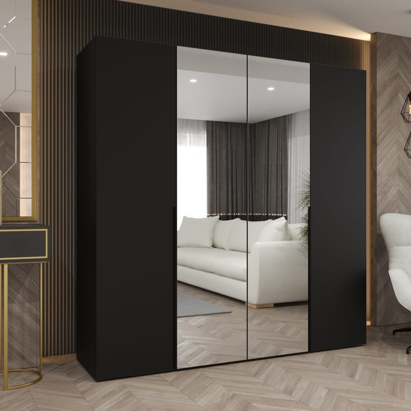 Bogins 4 Door Manufactured Wood Wardrobe, Black