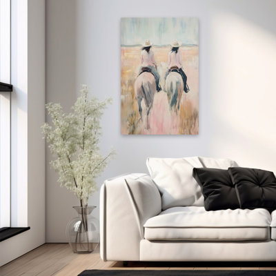 Cowgirls - Cowgirls contemporaines aux tons pastel, art de style impressionniste