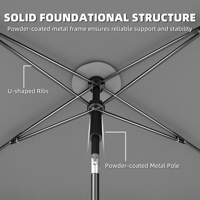 Parasol d'extérieur 6 'x 4' avec inclinaison pour patio, gris