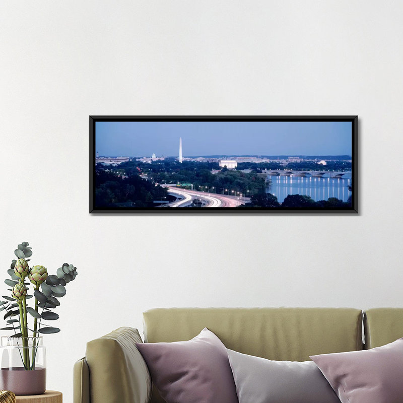 Evening Washington DC - Reproduction de photo panoramique non encadrée, H 12 po x l 36 po x P 1,5 po, Toile tendue