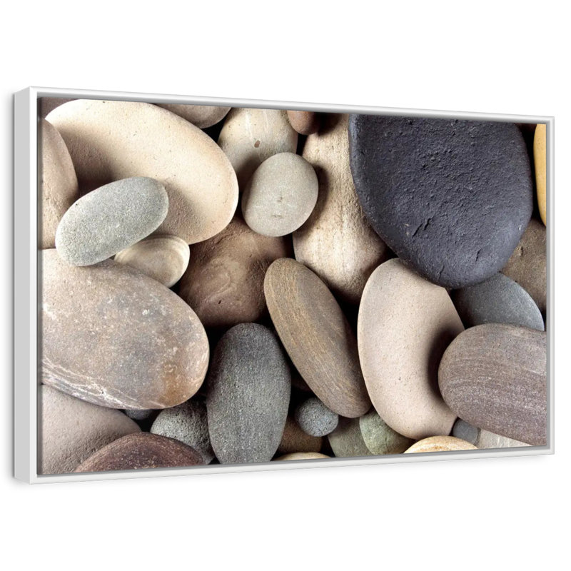 Cailloux bruns, Cadre flottant blanc, 13 po x 9 po