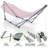  Double Hammock with Stand 650lb Capacity Double Hammock with Spreader Bar, Solid Grade 201 Stainless Steel 30s Set Up, Sturdy Flexible Portable, Outdoor Indoor, Red-224441538