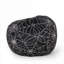 1 Seater 3 Foot Compact Bean Bag Chair, Fabric Upholstery, Matte Black Spiderweb Design for Indoor Use