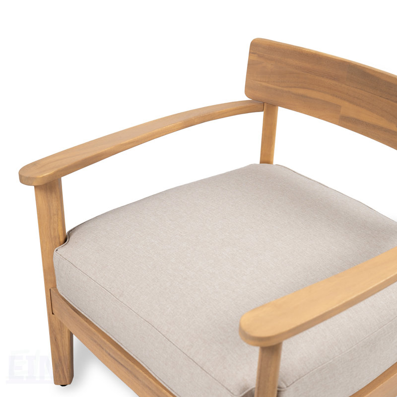 Ensemble de 2 fauteuils club en bois d'acacia de Majorque avec coussin de siège confortable