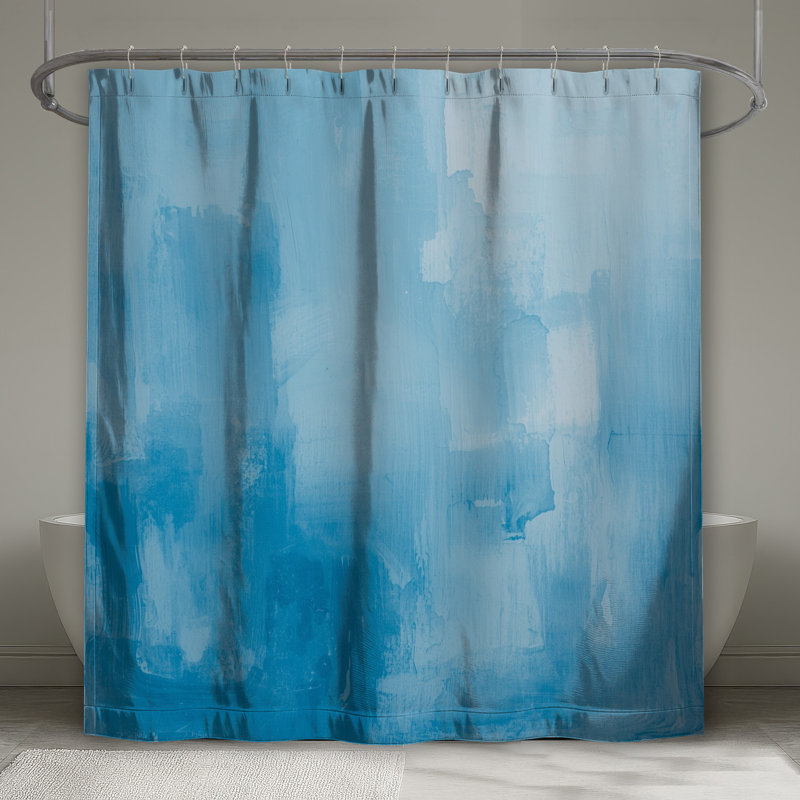 Rideaux de douche bleus très longs texturés, L 70 po x H 84 po