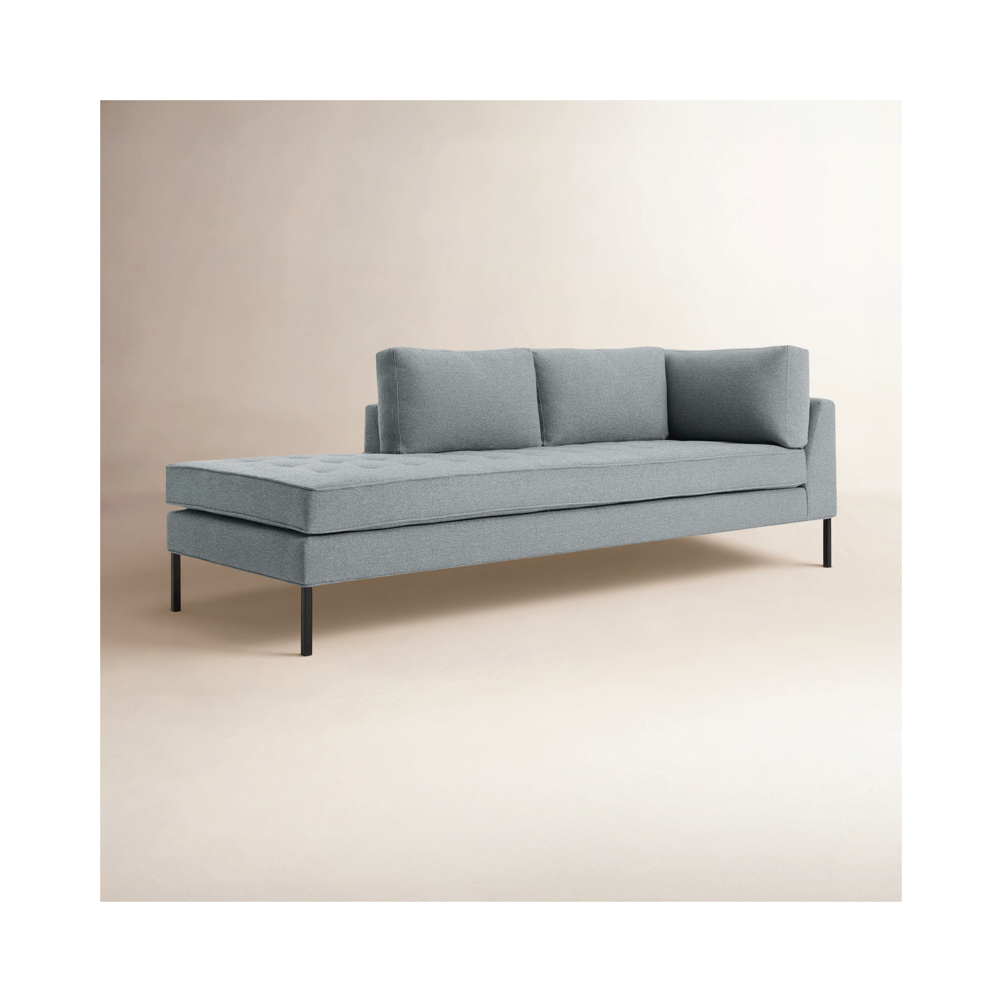 Paramount Upholstered Chaise Lounge, Sanford Ceramic Crossweave, Metal, Left Hand Facing