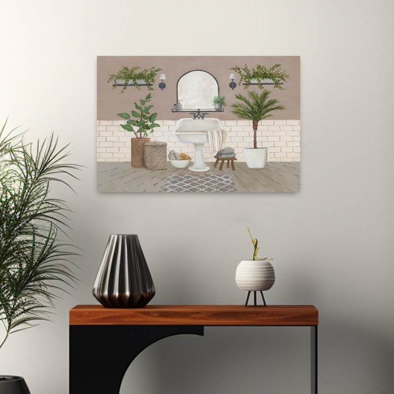Farmhouse Bath II, art contemporain, H 16 po x l 24 po