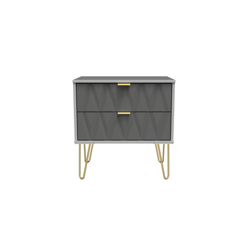 Baturhan 2 Drawer Midi Chest (Ready Assembled), Shadow Matt/Grey