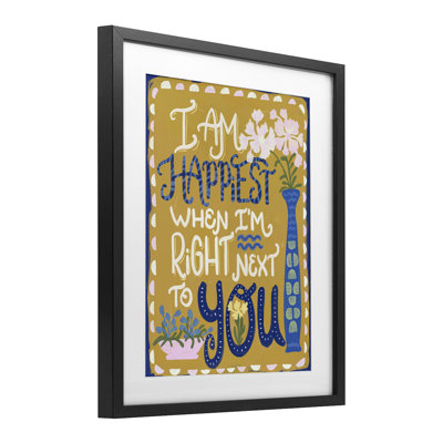 Happiest Next To You Framed Print Under Glass, design by Connie Summers