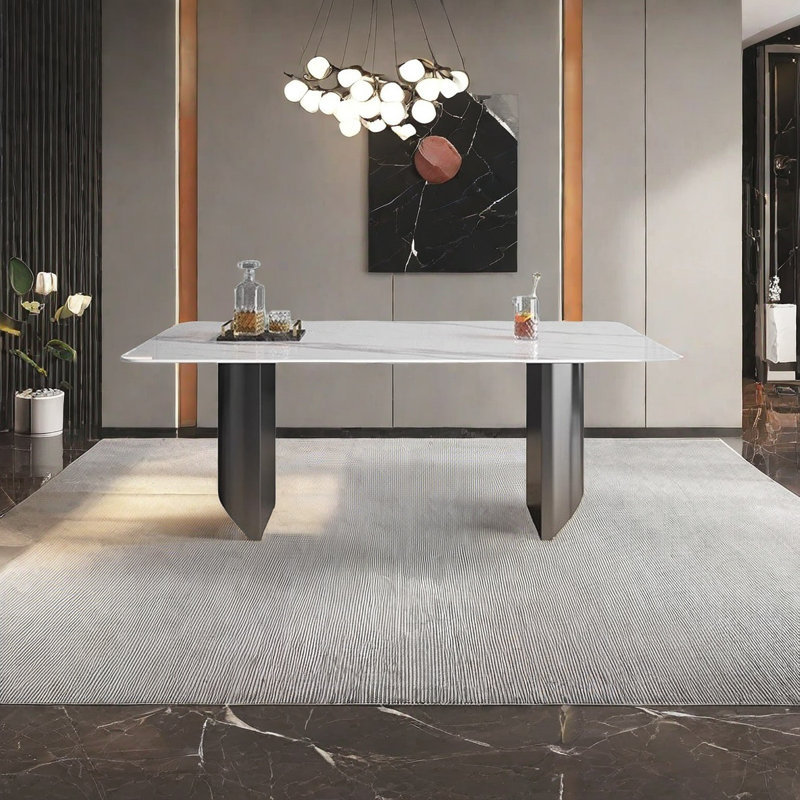 Table de salle à manger rectangulaire Luxury, H 29,52 po x L 55,1 po x l 31,5 po, Gris