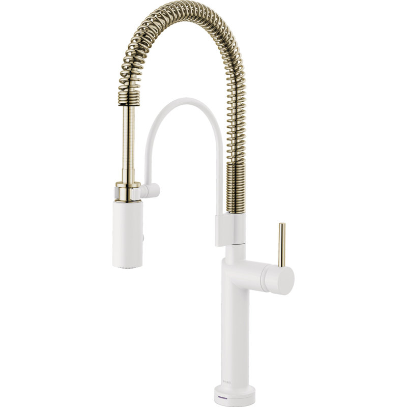 Jason Wu Smarttouch Semi-Professional Kitchen Faucet, Metal Lever Handle with Polished Nickel, Matte White / Polished Nickel