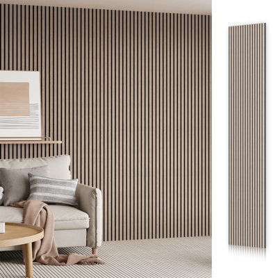 4PC x 106" x 12.6" 3D Acoustic/Sound proof Wood Slat Wall Panels (Set of 4/37.1 sq. ft.)