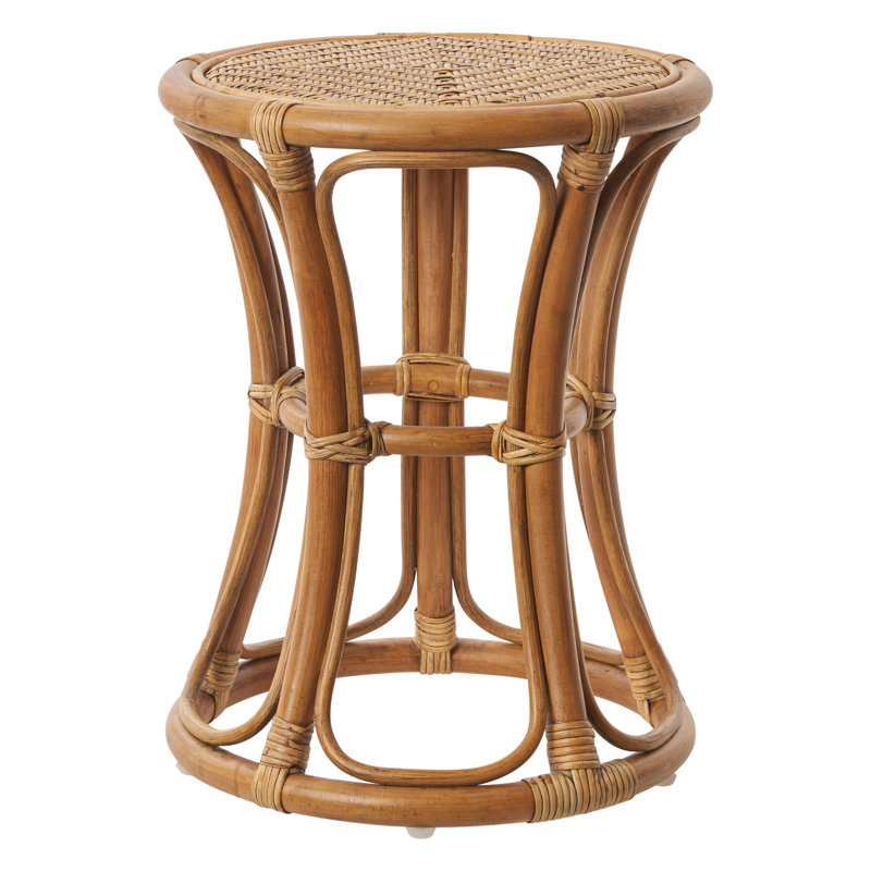 Rattan Accent Stool, Antique