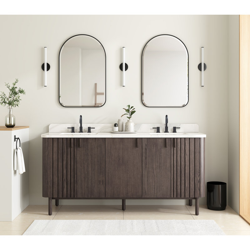 Blakely 72'' W Double Bathroom Vanity Base, Brown