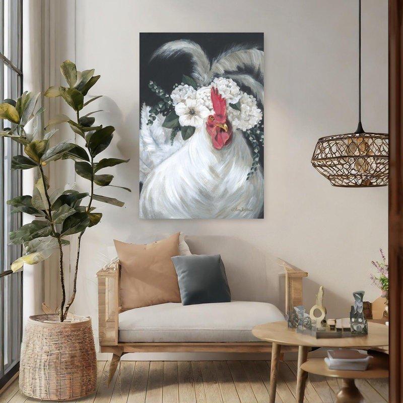 Art floral moderne coq floral, 48" H x 32" W