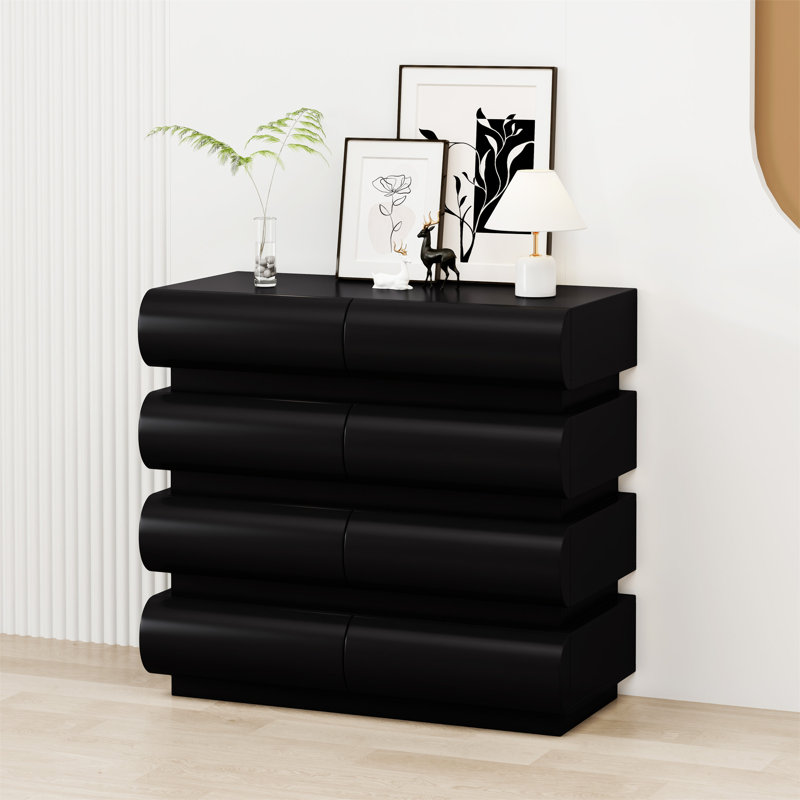 Commode 8 tiroirs pour chambre à coucher, Noir
