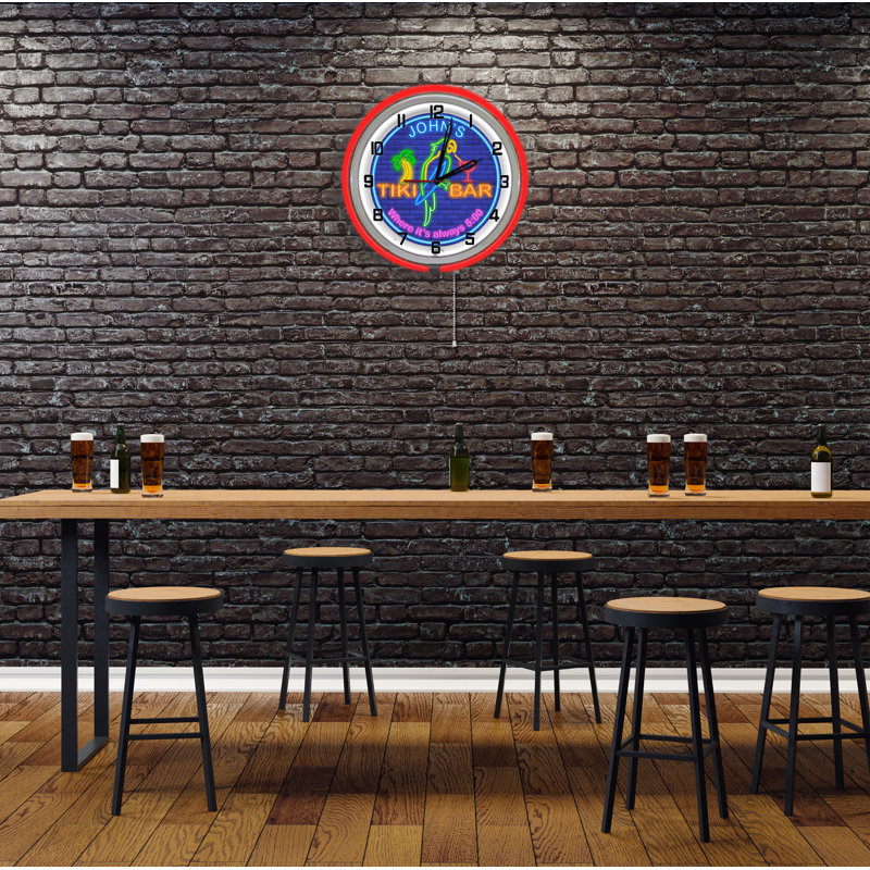 Horloge murale Tiki Bar, Rouge