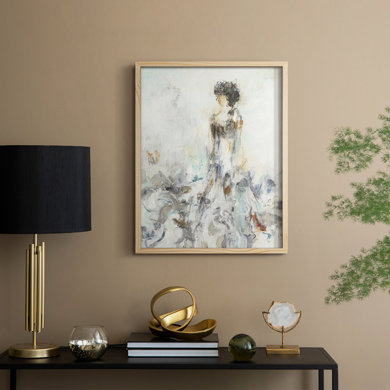 Romantic Reflection II Framed Print - Solid Wood, Natural, 15" H x 12" W