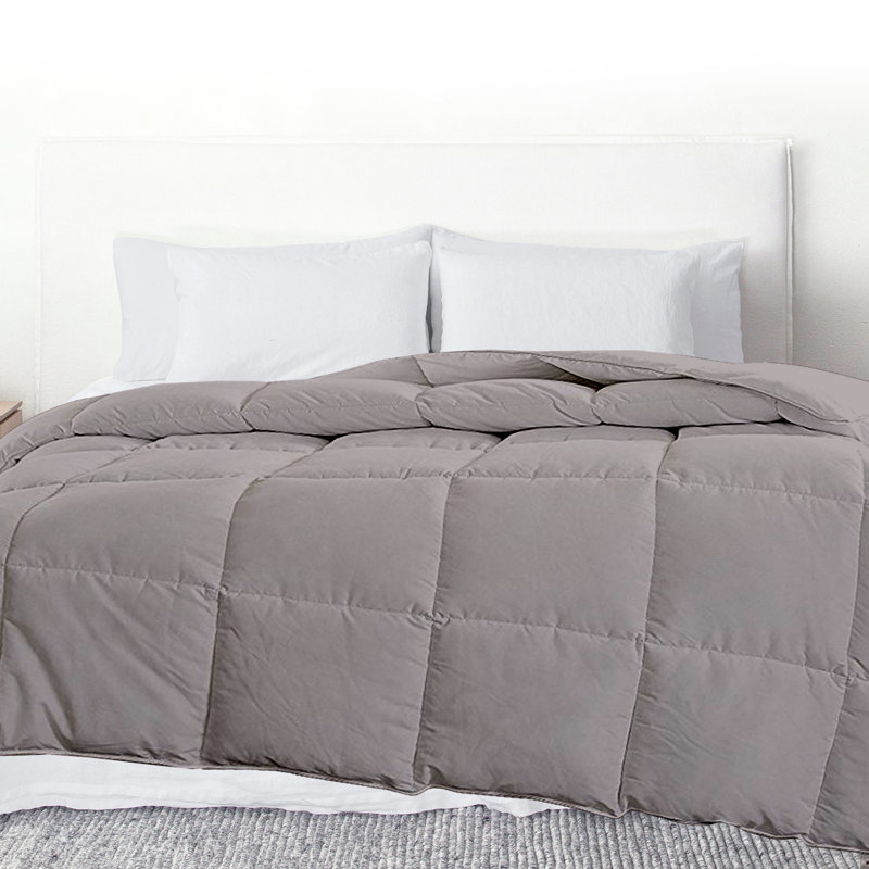 Édredon en duvet synthétique hypoallergénique toutes saisons, gris, Édredon simple 