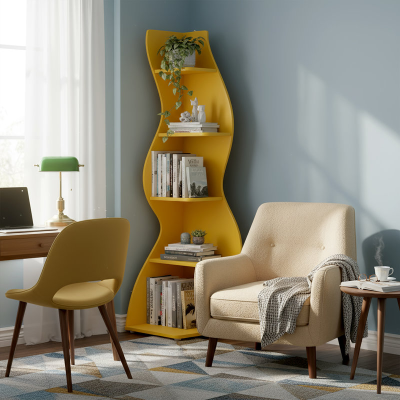 Arhab Corner Bookcase, Yellow