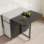 Petite table de salle à manger rectangulaire moderne pliante blanche et noire 17,7 "-53,6" avec rangement sur roulettes