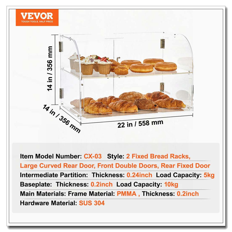 Vitrine à pâtisserie commerciale à 2 niveaux
