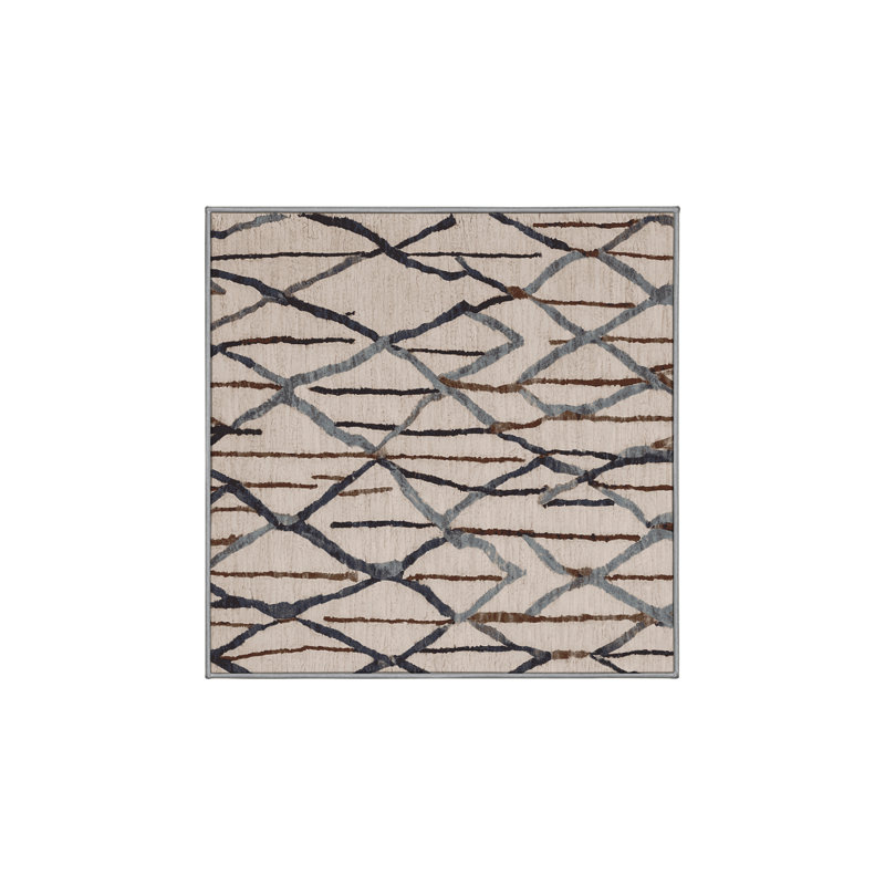 Machine Washable Gray Area Rug, Square 4'