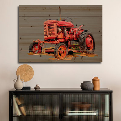 Impression sur bois en bois - Tracteur rétro X III par Emily Kalina
