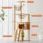 Tour à chat 59 po moderne, tour à chat en bois pour chats d'intérieur, arbre à chat avec poteaux à griffes recouverts de sisal et perchoir supérieur, maisonnette pour chat avec hamac en acrylique pour petits et grands chats
