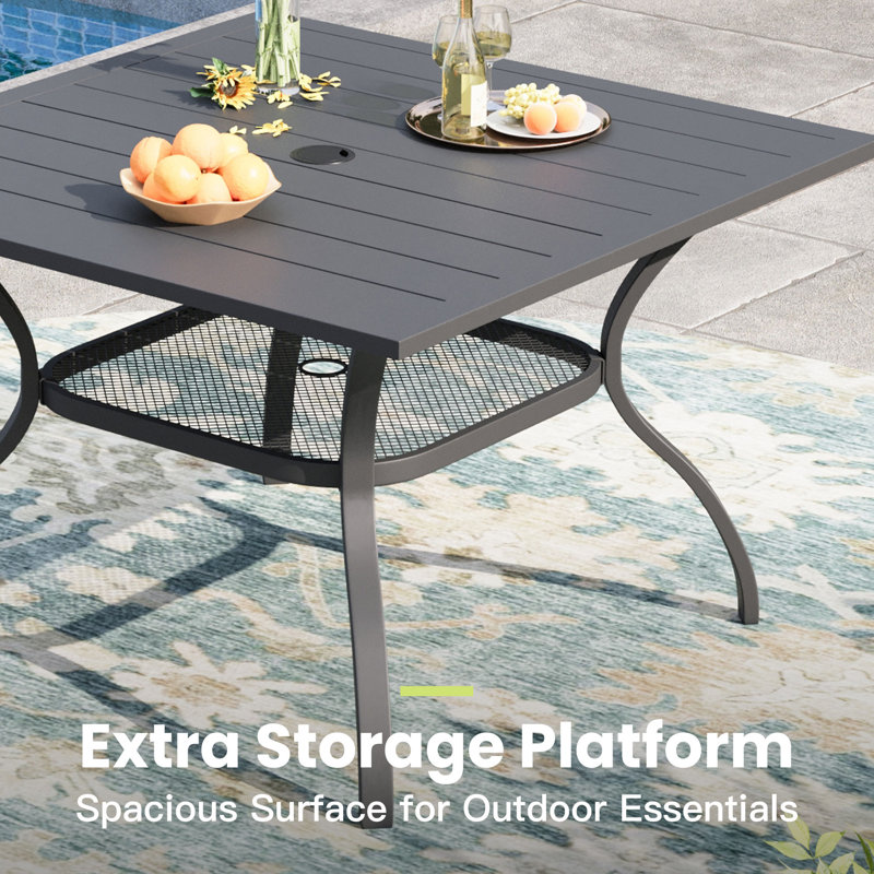 Square Outdoor Patio Dining Table, Gray