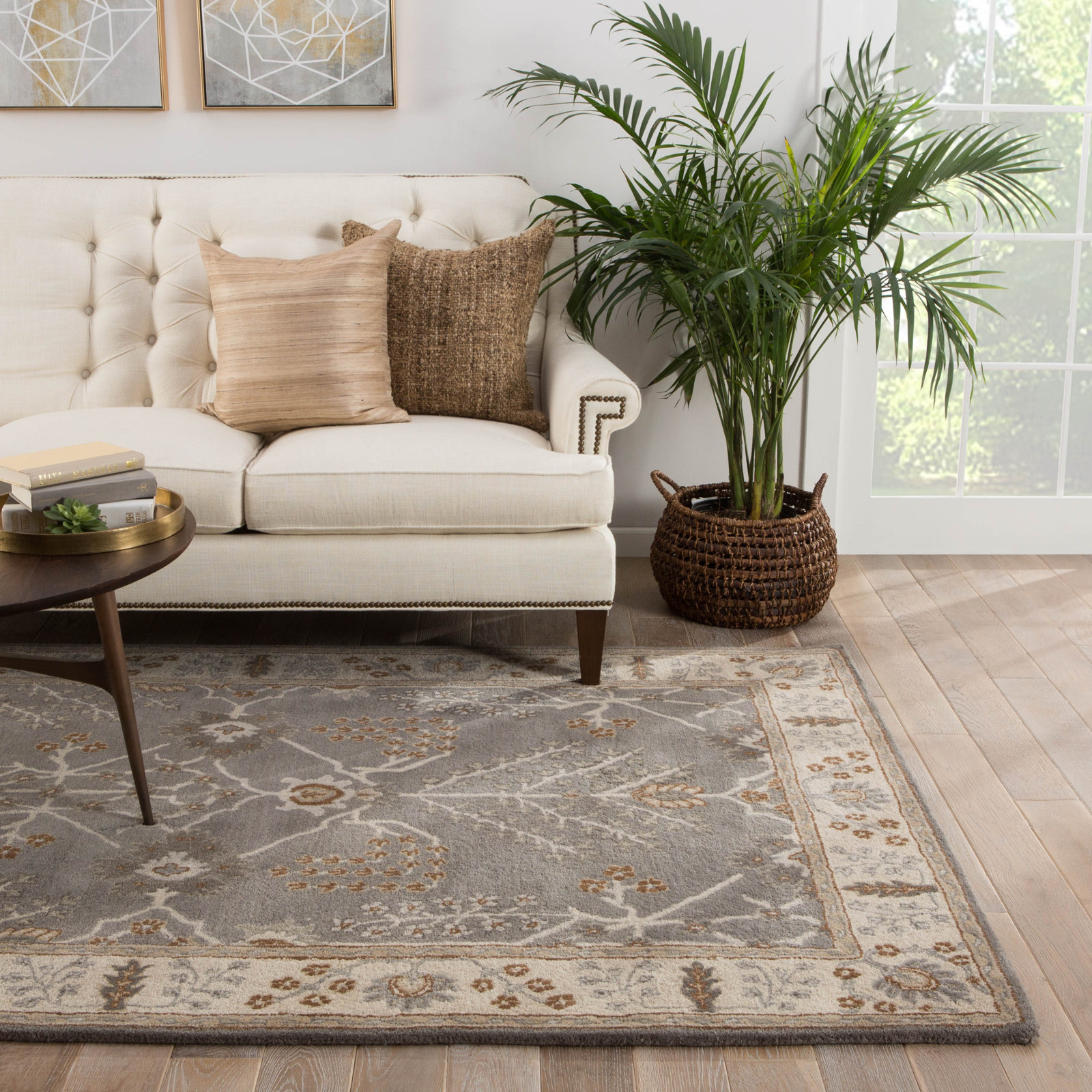 Crestfield Gray Beige Hand-Tufted Wool Rug, Rectangle 9' x 12'