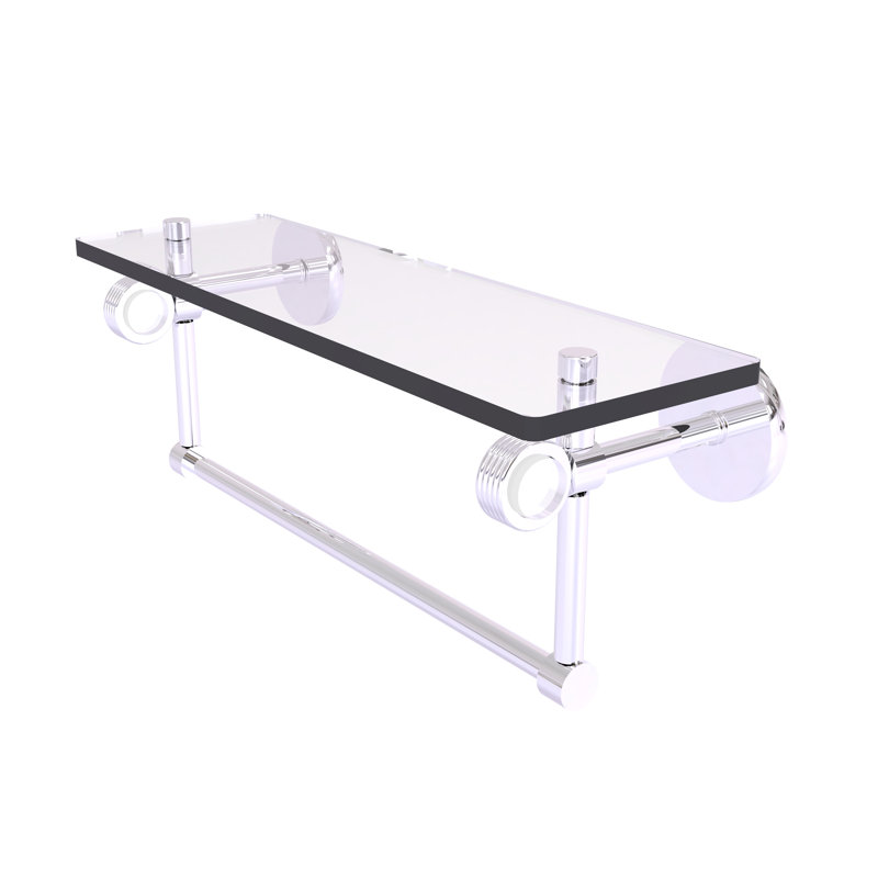 Tablette murale en verre Margolis, Chrome poli, H 6,2 po x l 22 po x P 5,65 po