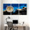 Ensemble de 3 impressions sur toile Golden Compass Blue Waves Black Rocks