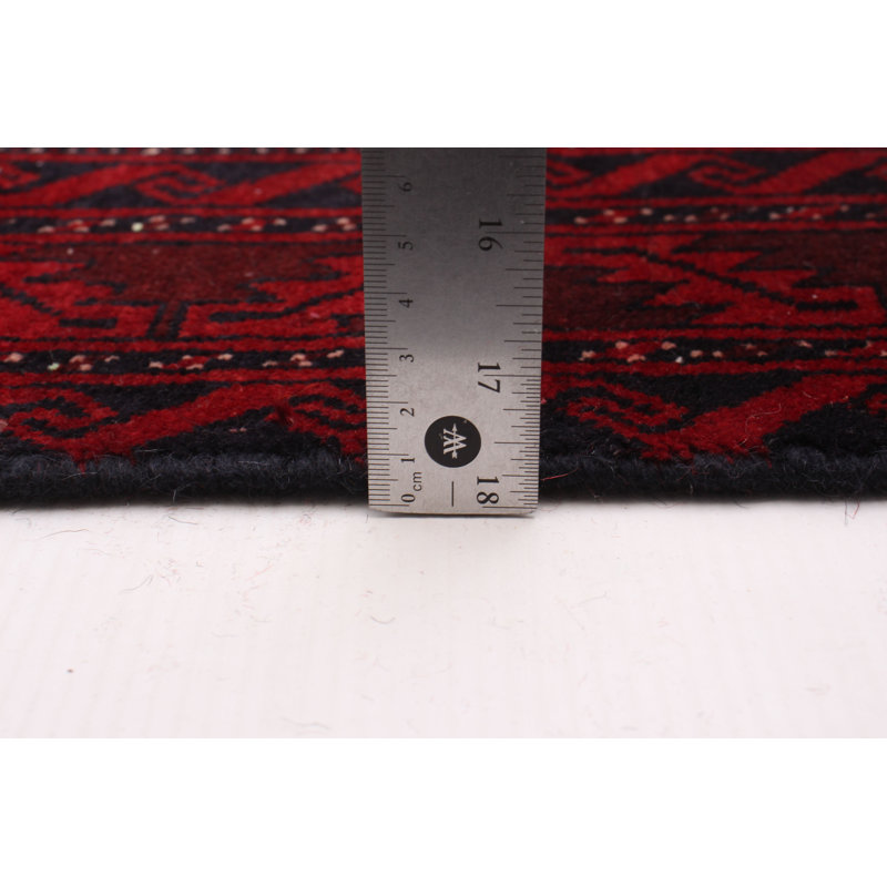 Tapis unique rouge de style années 1990 de 3 pi 7 po x 6 pi 7 po