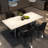 White Rectangular Stone with Metal Dining Table-1603113295
