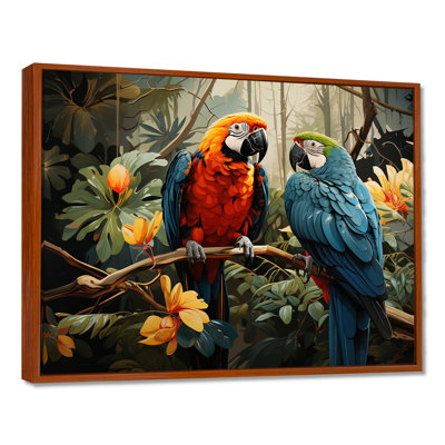 «Tropical Parrot Plumage I», art mural grand perroquet